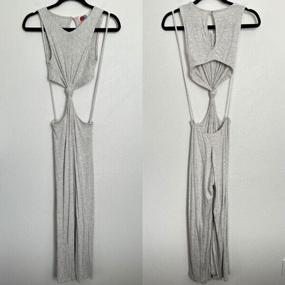 Free People Beach Twisted Open Back Full Length Jumpsuit Gray Women's XS NEW - Picture 1 of 10